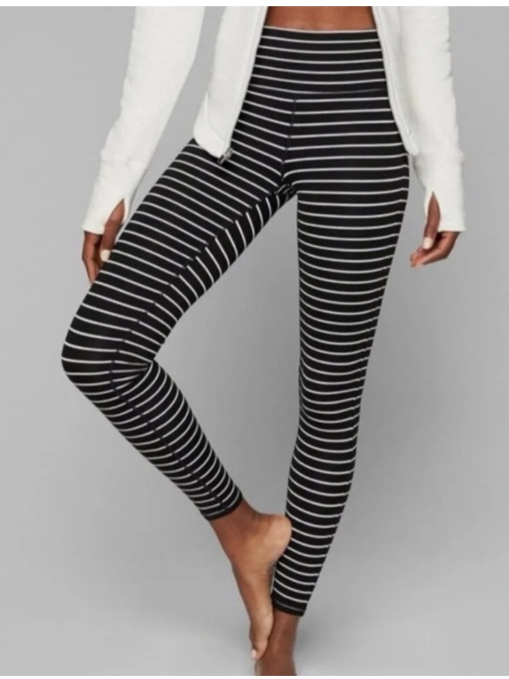 Athleta Striped Black and White Striped Leggings